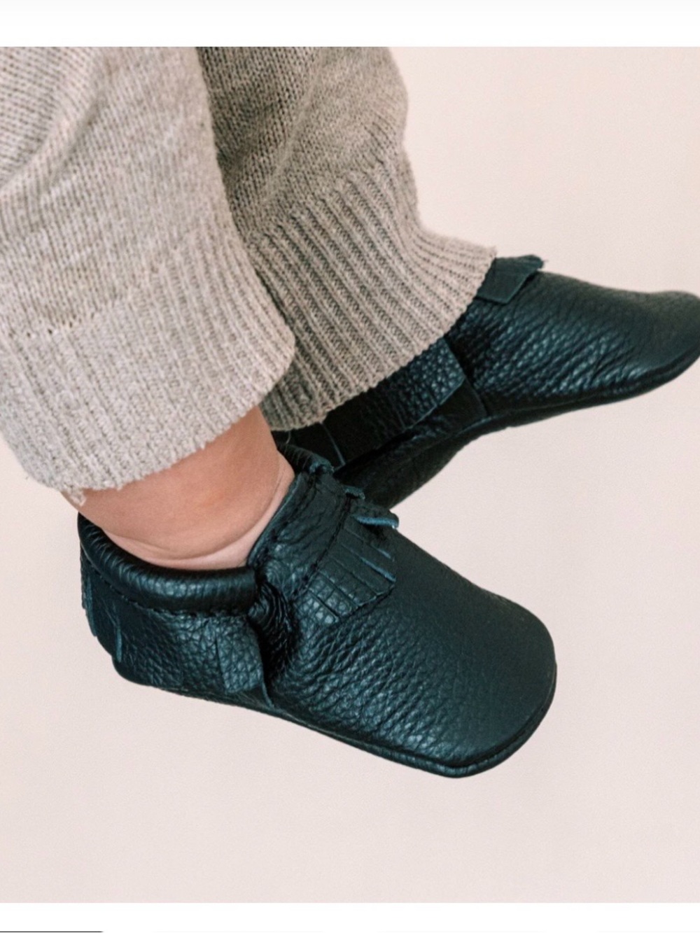 Freshly Picked Ebony/Black Leather Moccasin Baby Shoe - Picture 4 of 11